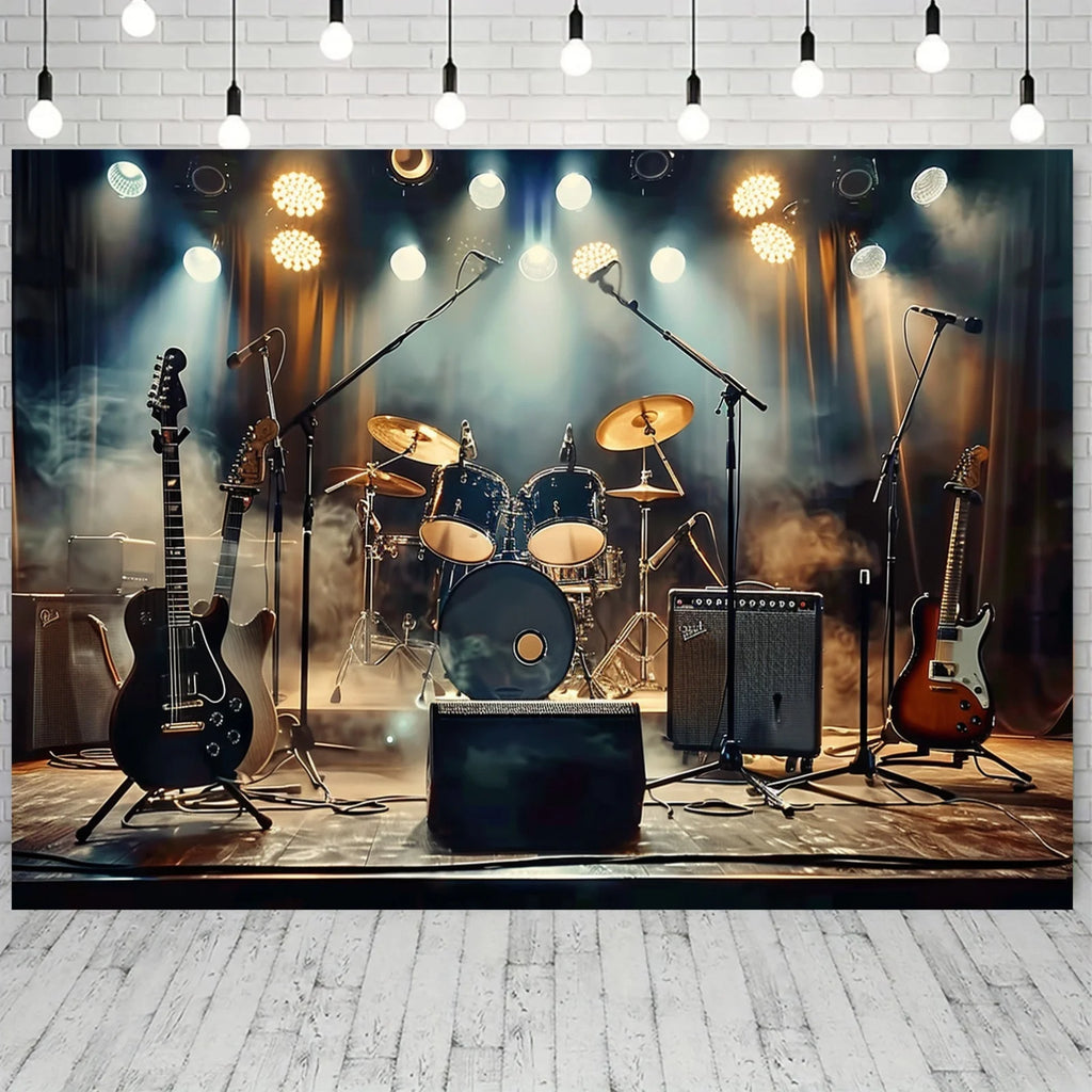 Live Music Stage Backdrop - Polyester - Concert Mood