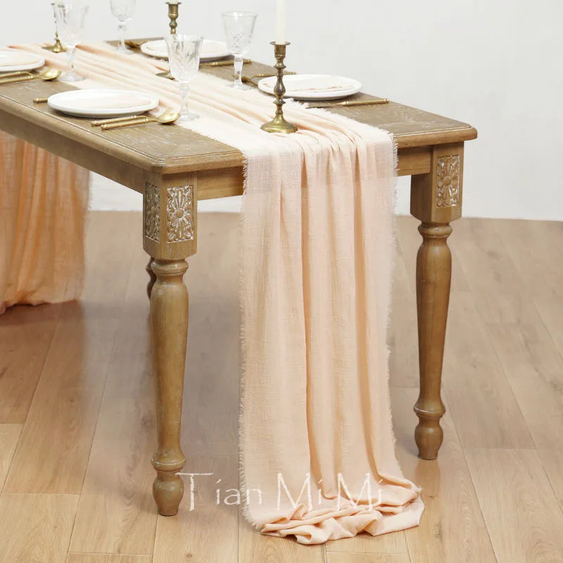 COTTON GAUZE TABLE RUNNER - 23 Colors, 40 & 62cm Wide, Up to 10m - Rustic Tables