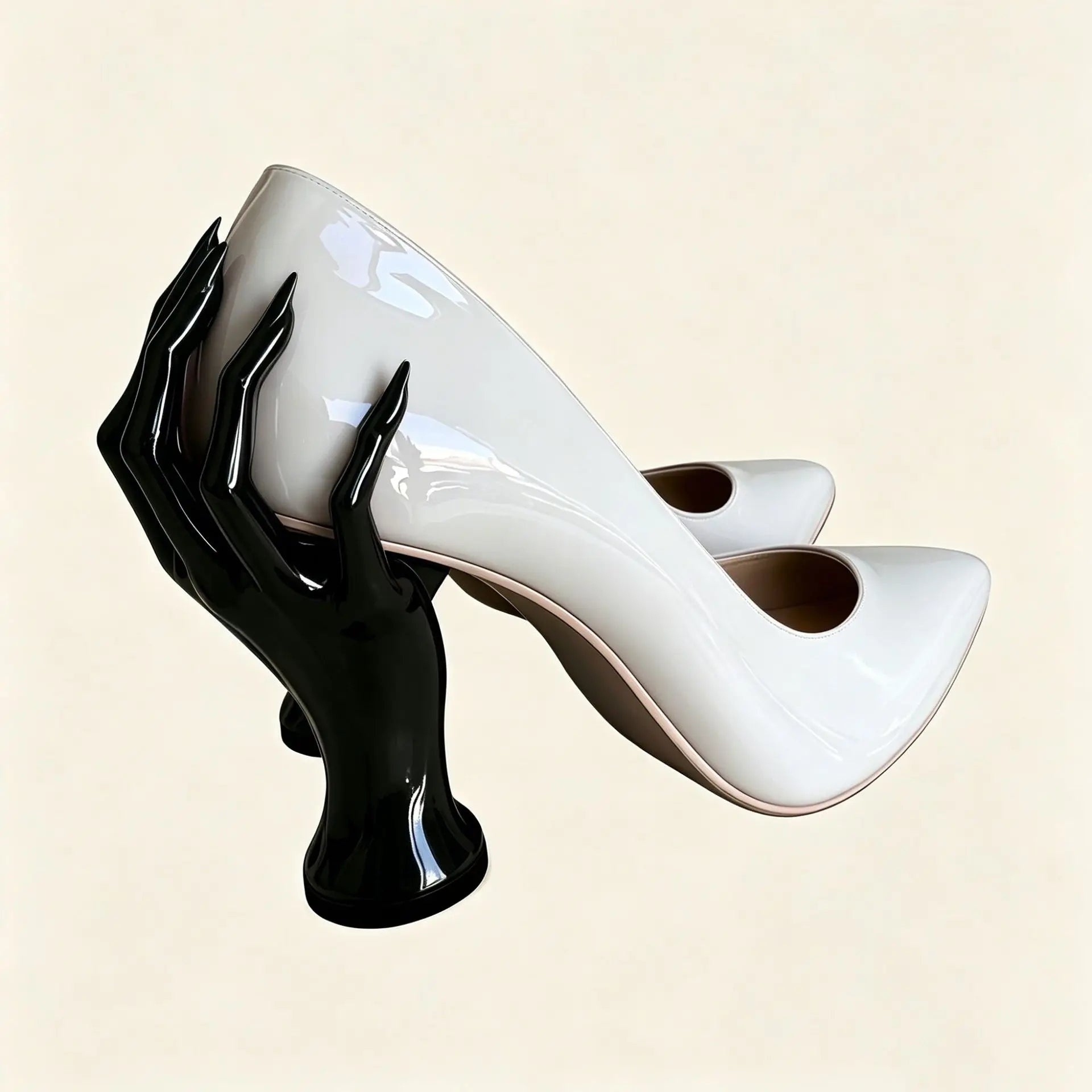 Patent Leather Pumps – Pointed Toe Sculptural Heel Slip-On
