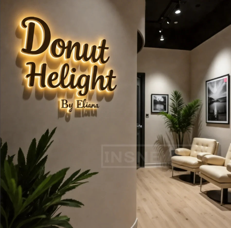 3D LED Logo Letters - Backlit Acrylic Signage - Gold Glow