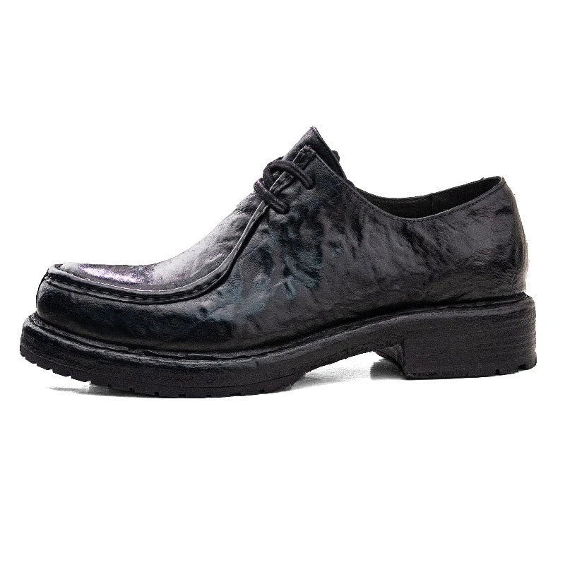WASHED SOUL - Handmade Genuine Leather Derby Shoes - Round Toe, Lived-In Finish