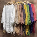 Spring Summer Arts Style Women O-neck Batwing Sleeve Casual Tops Tees Good Quality Cotton Linen Vintage Loose Long T-shirt T2513