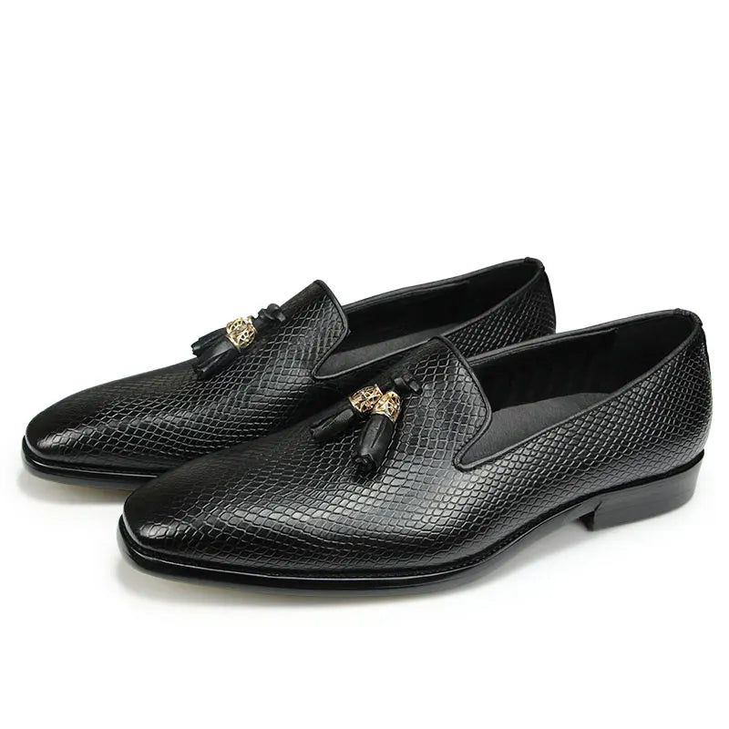 TASSEL MASTER - Men's Handmade Tassel Genuine Leather Loafers - Pigskin Insole All Season Casual Shoes