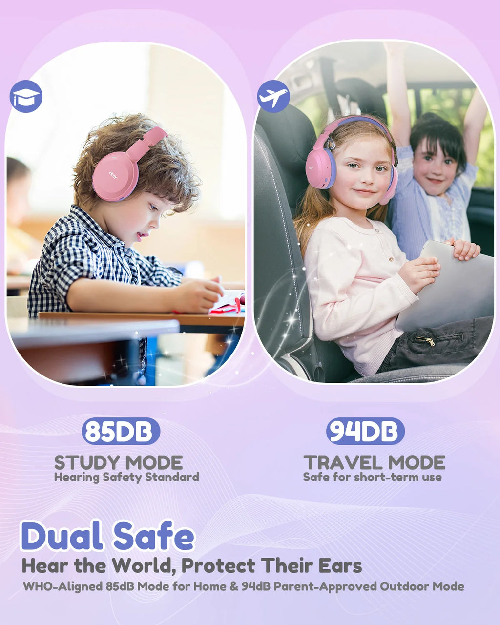Acer Kids Bluetooth Headphones 85dB Volume Limited Wireless