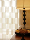 GRID VOILE SHEER CURTAIN - Ecru Plaid Weave, 5 Hanging Styles - Soft Rooms