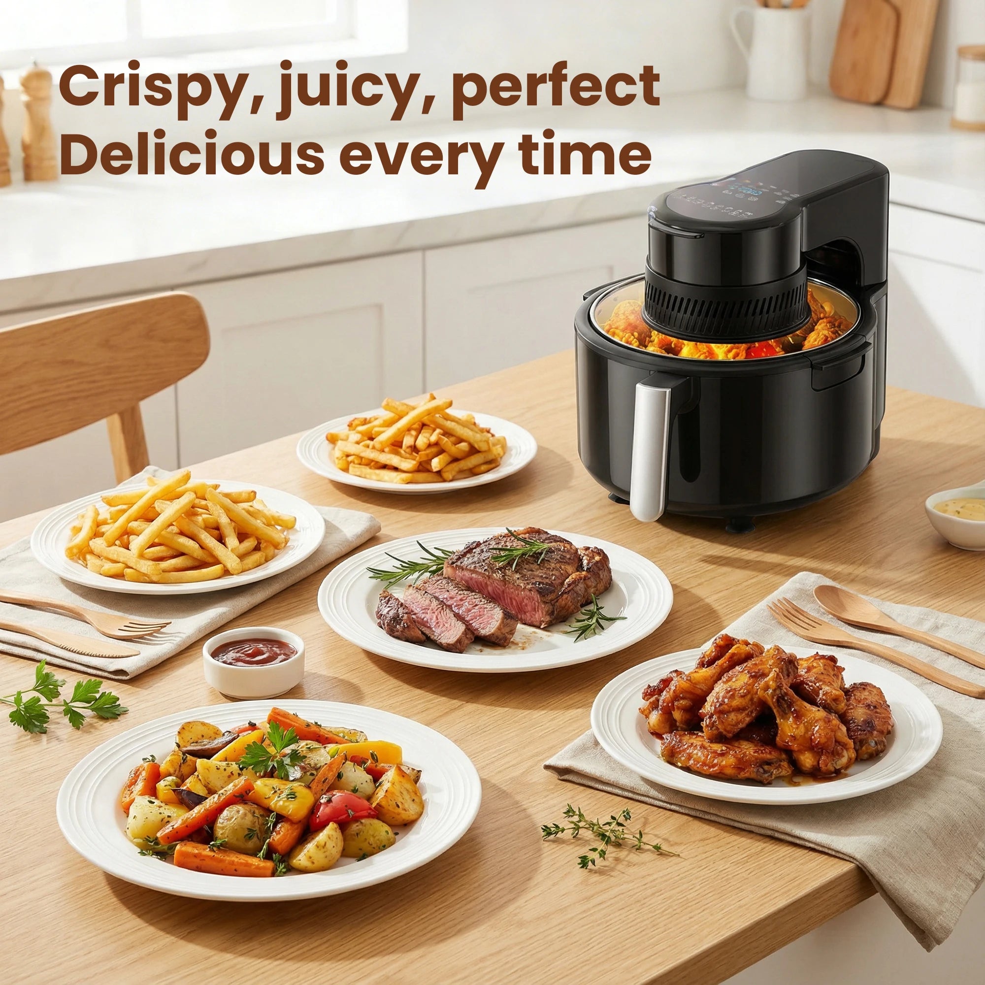 5L Air Fryer – Viewing Window LED Light 1200W Digital 8 Presets