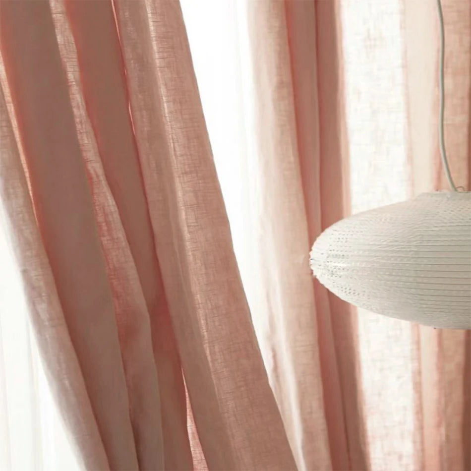 100% Linen Curtains for Window Living Room Rod Pocket Drapes Light Filtering Curtain for Kitchen Kids Room Bedroom
