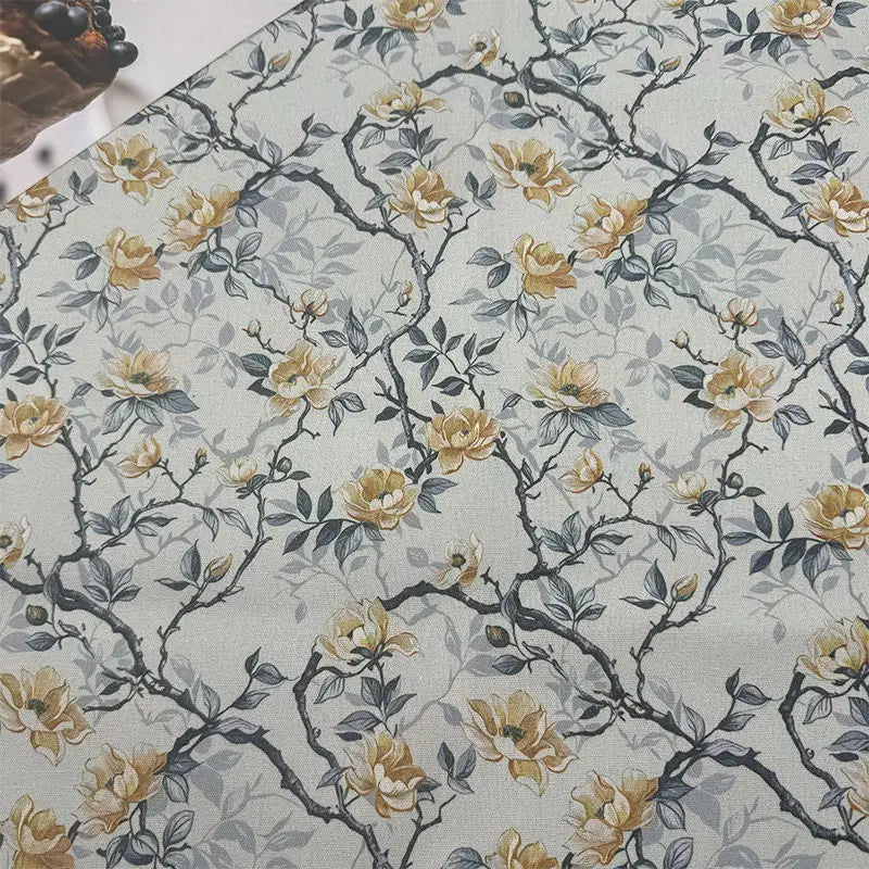 ORIENTAL PRINT COTTON LINEN FABRIC - Brocade Woven by the Meter - Bold & Breathable