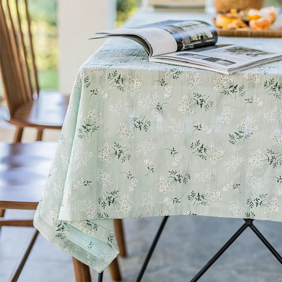 DAISY FLORAL COTTON TABLECLOTH - Embroidered, 11 Styles, Round & Rectangle - Garden Table