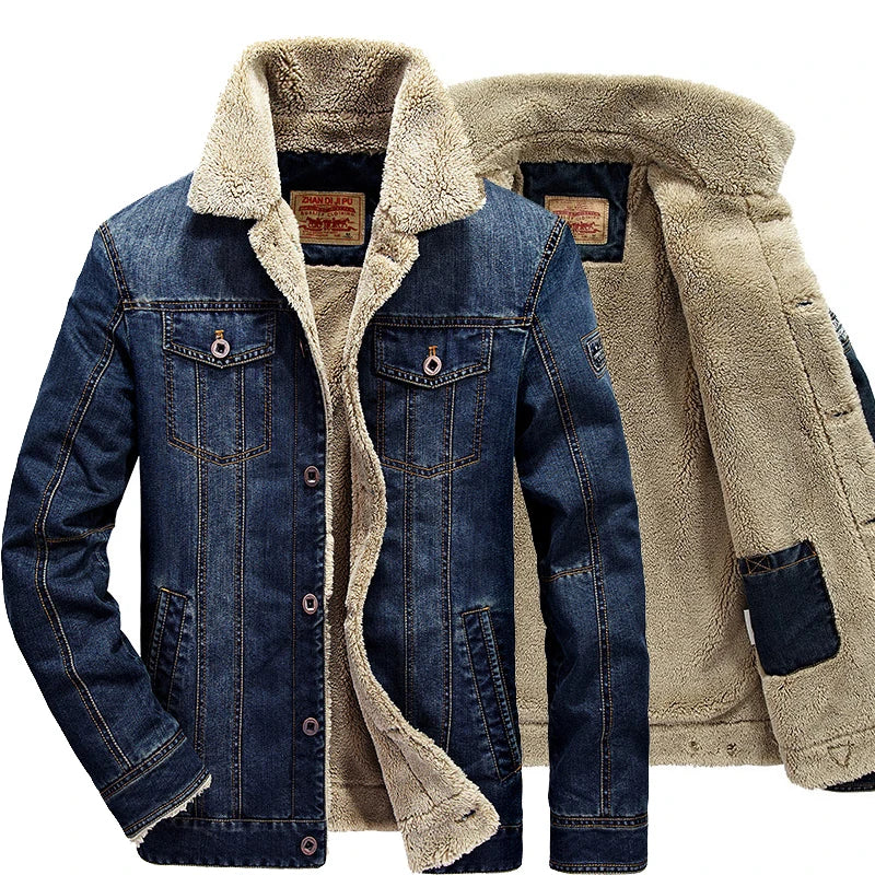 FROST DENIM - Men's Fleece-Lined Denim Trucker Jacket - 2 Colors, M–8XL
