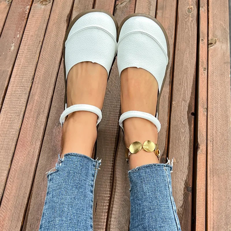 Women's head-to-toe flat sandals, summer new style retro wedge-style casual soft-soled mother's shoes, large size women's shoes