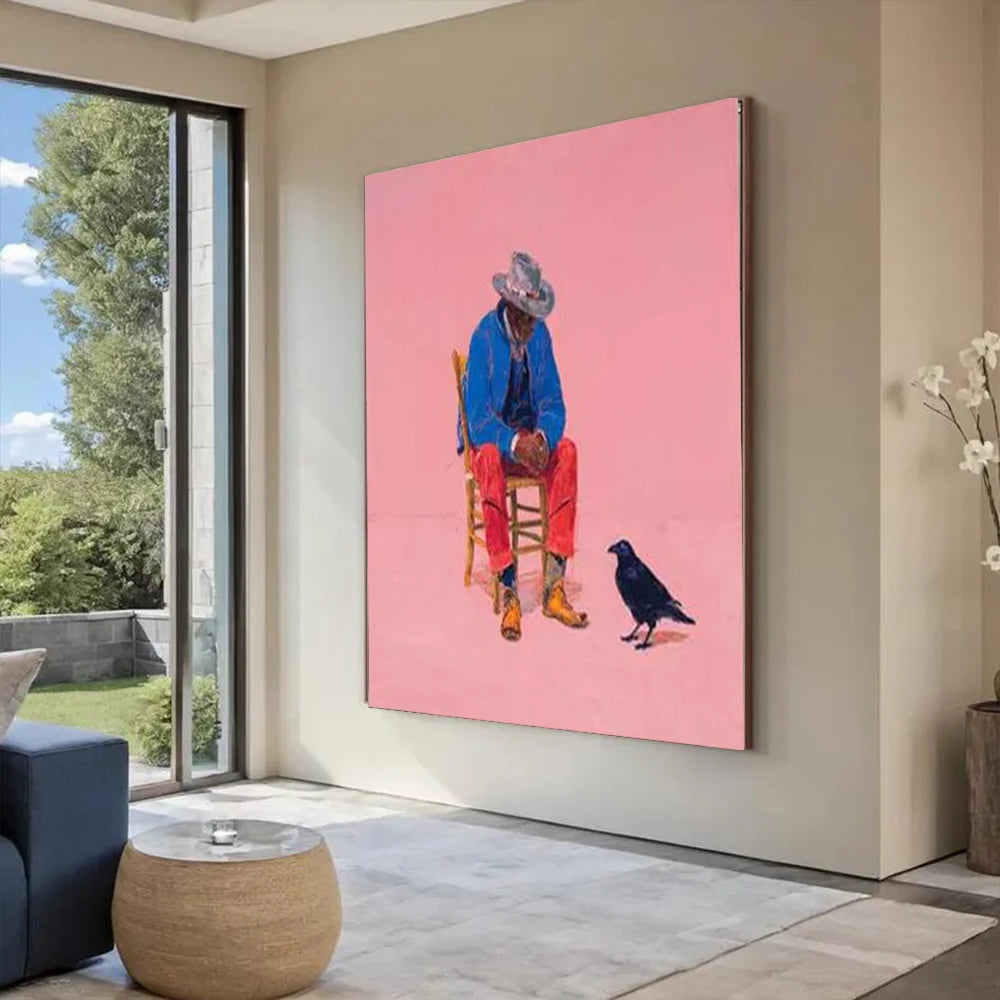 Elderly & Pets Oil Painting - Hand Painted Canvas - Heartfelt Art