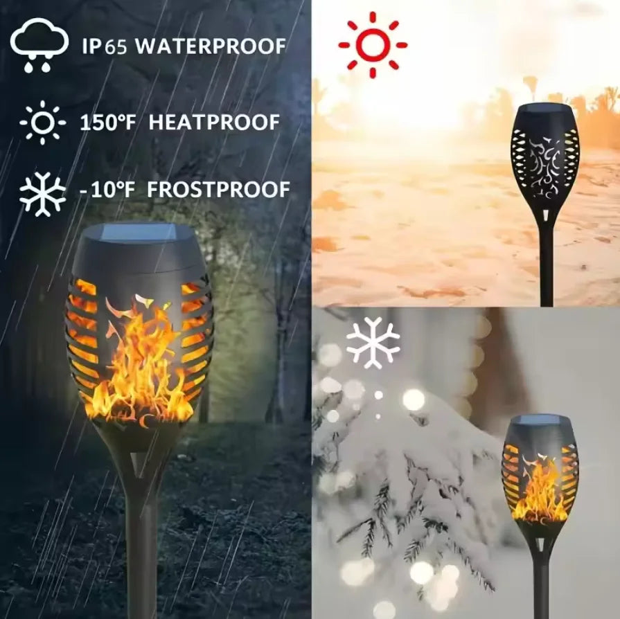SOLAR FLAME TORCH LIGHTS - 8–16 Pieces, Flickering Glow - Garden Path Ambience
