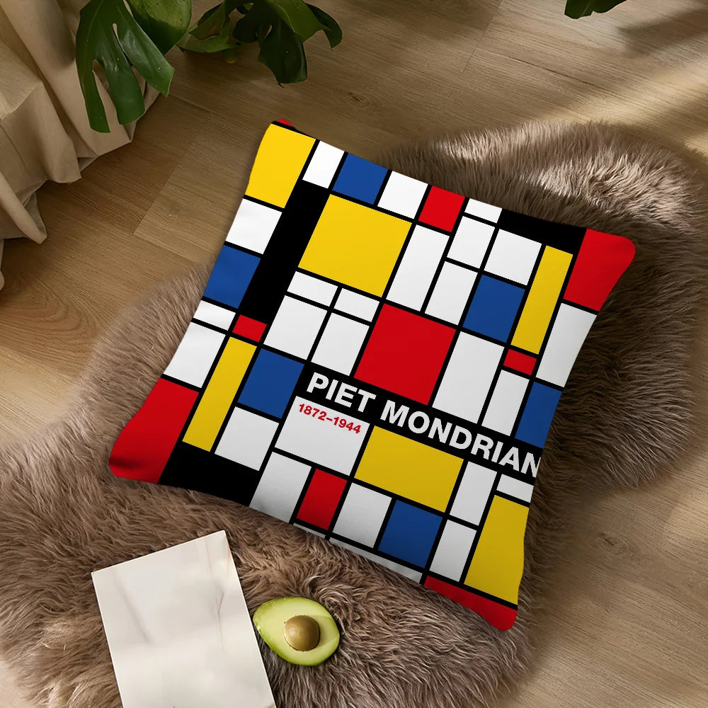 Piet Mondrian Pillow Cover - Double-Sided Print - Soft Polyester