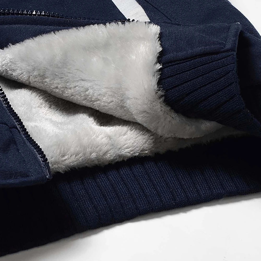 Men's Fleece Lined Hooded Jacket – Windproof Full Zip