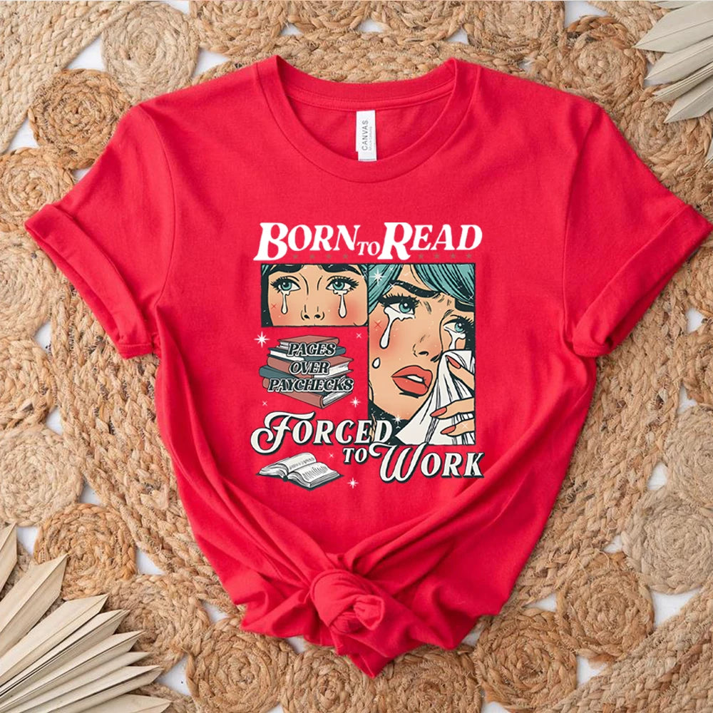 Retro Born To Read Bookish T Shirt Funny Reader Book Addict Shirts Spicy Books Short Sleeves Tops Bookish Tee Book Lover Gift