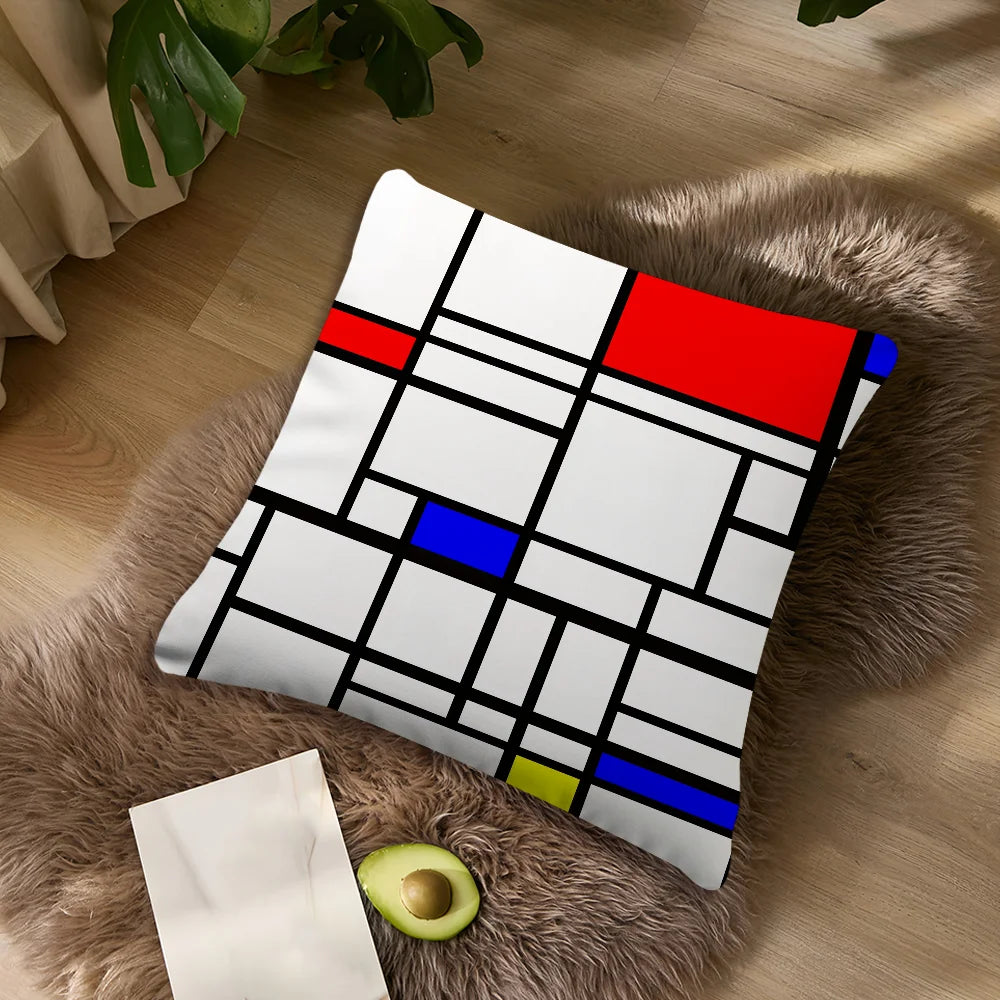 Piet Mondrian Pillow Cover - Double-Sided Print - Soft Polyester