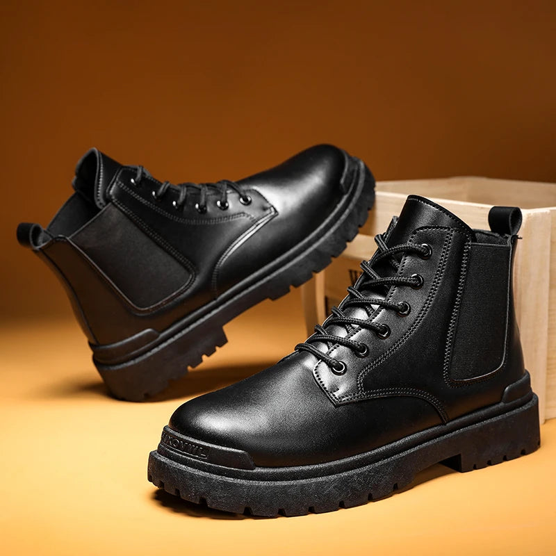 TRAIL BOSS - Men's Retro Leather Hiking Boots - Thick Sole, Anti-Slip Ankle Boots