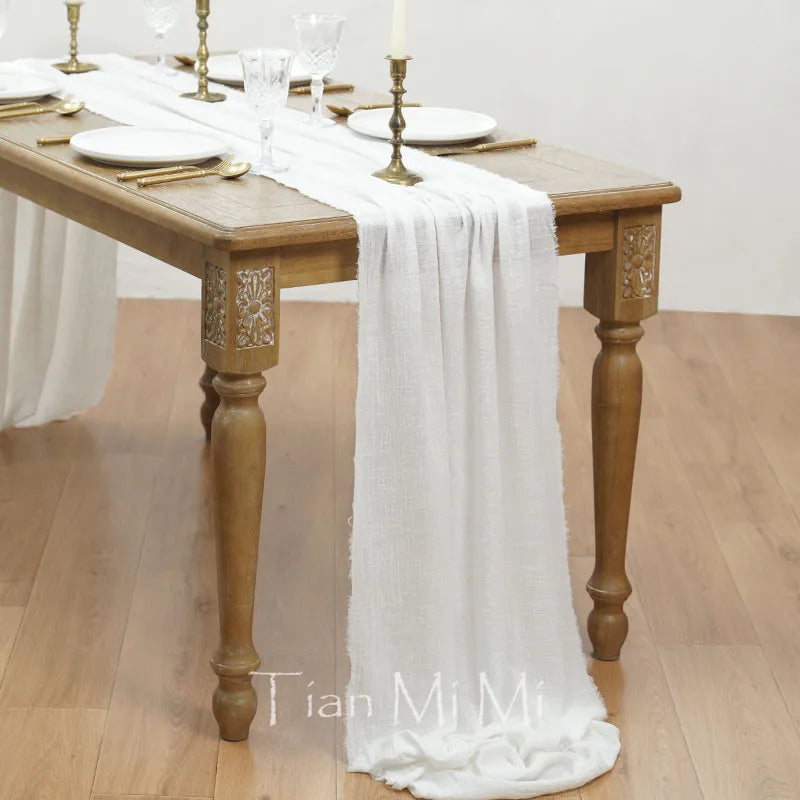 COTTON GAUZE TABLE RUNNER - 23 Colors, 40 & 62cm Wide, Up to 10m - Rustic Tables