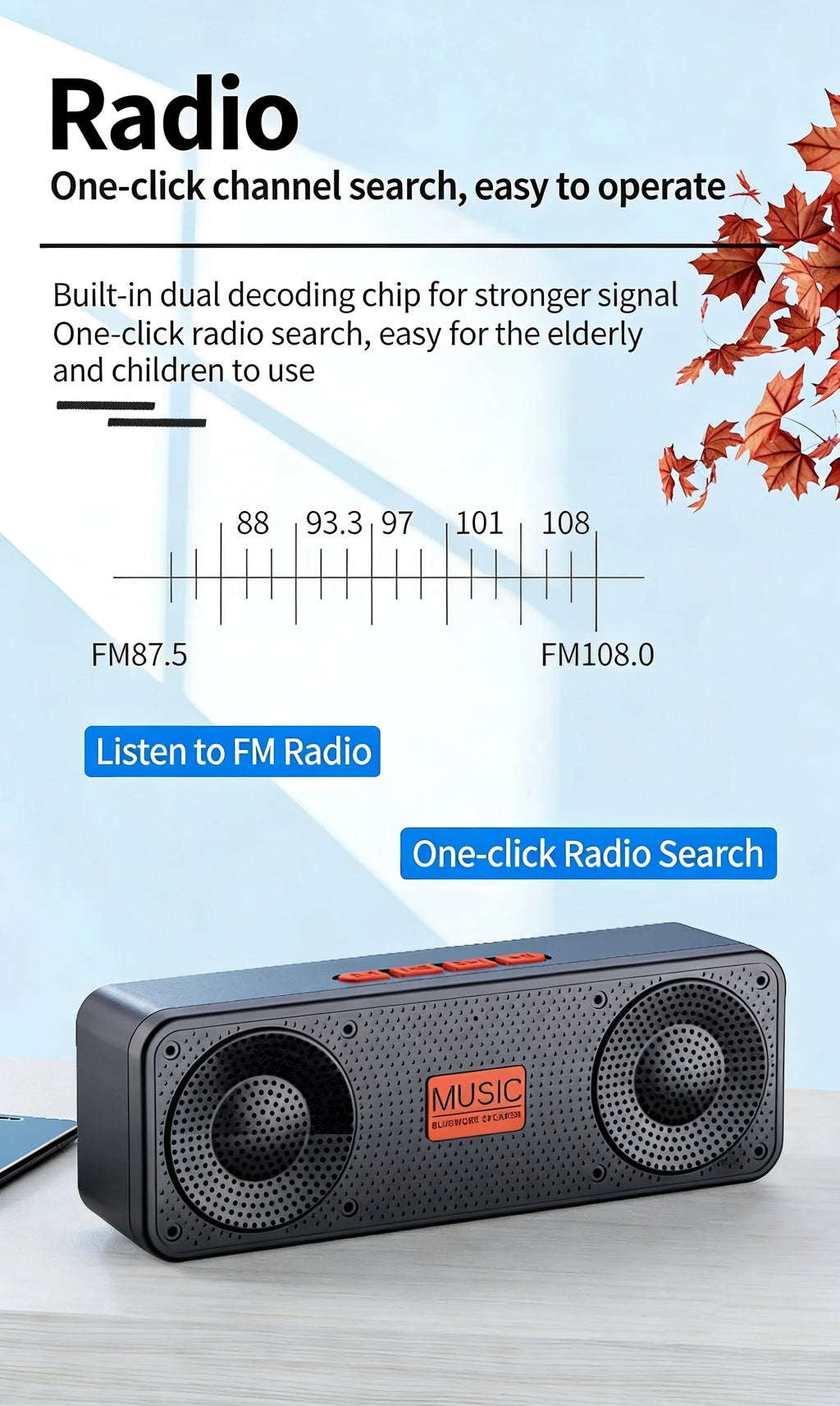Wireless Bluetooth Speaker Stereo FM Radio USB AUX