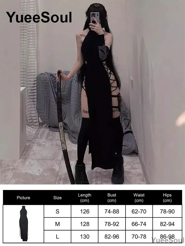Grunge Gothic Women Dress Lace Trim High Waist Bodycon Mini Dress 2026 New E-girl Vintage Punk Harajuku Lolita Party Clothes