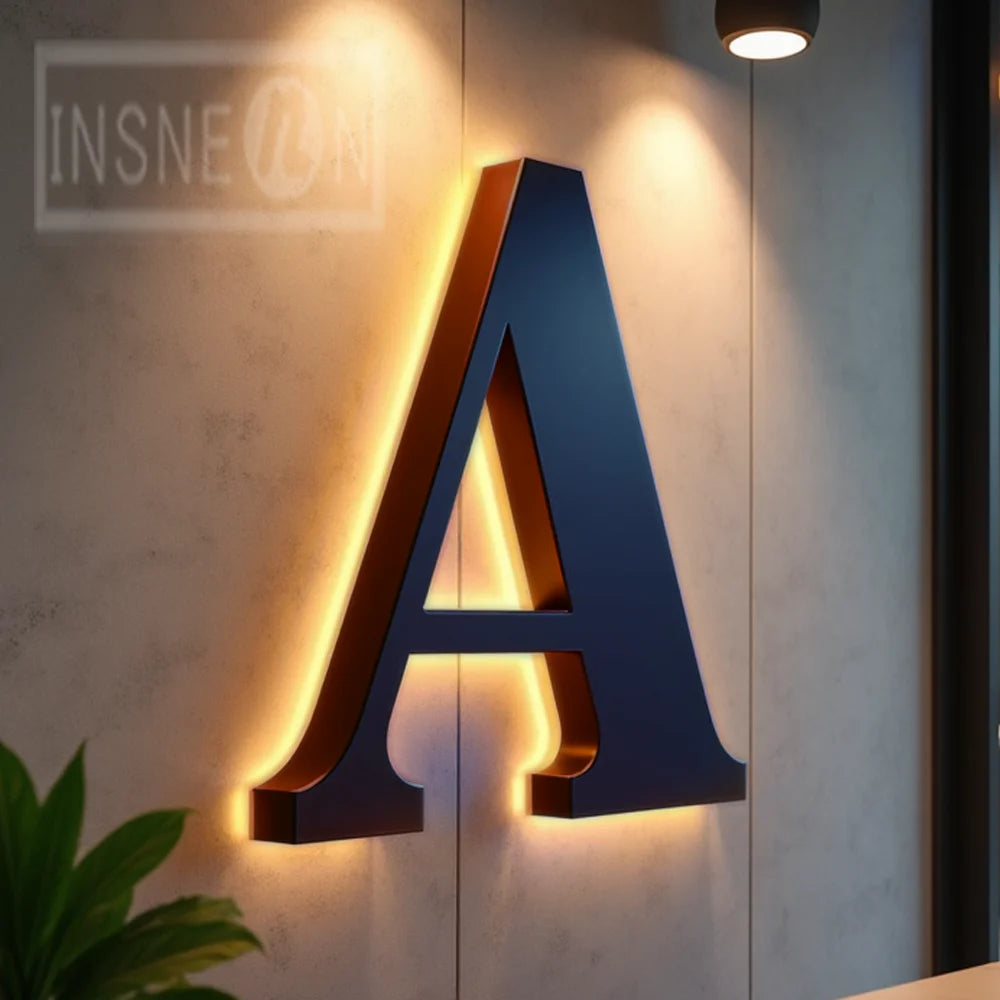 3D LED Logo Letters - Backlit Acrylic Signage - Gold Glow