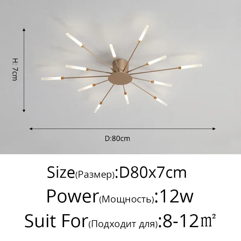 Modern LED Ceiling Chandelier – Black/Gold, 12–42 Heads, Dimmable