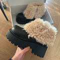 Fur-Lined Platform Ankle Boots – Square Heel