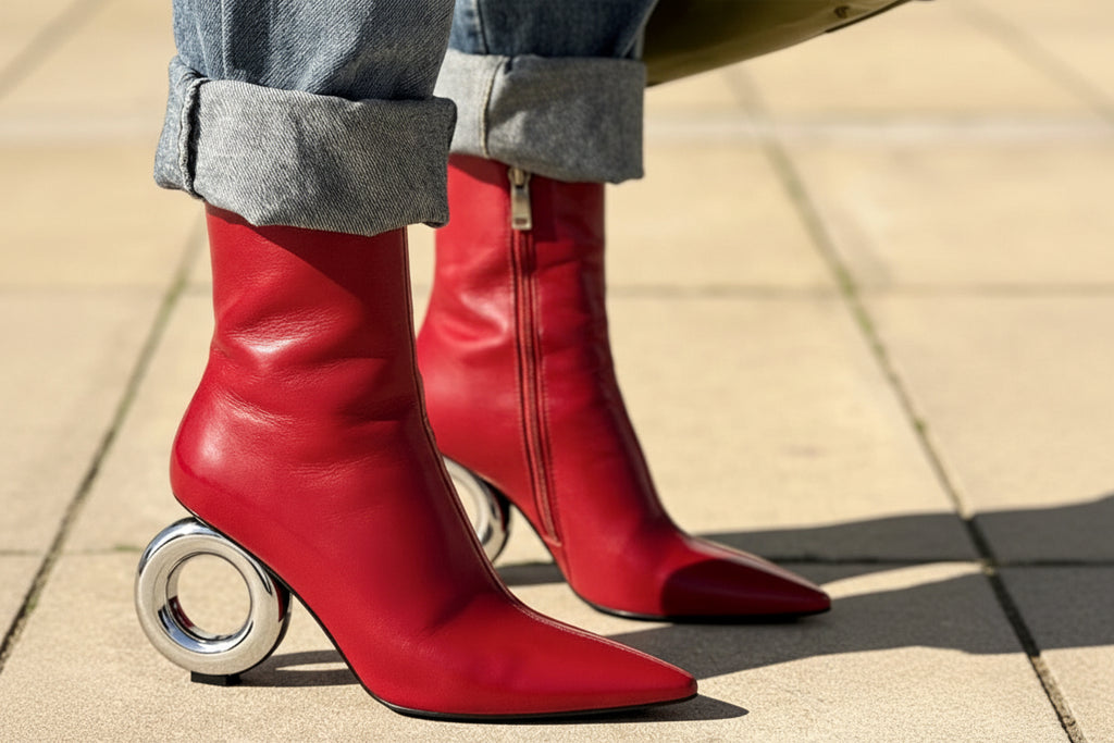 ORBIT – Sculptural Chrome Donut Heel Ankle Boots