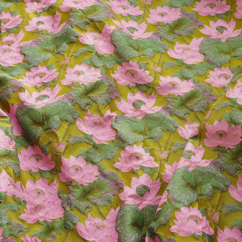 Retro Lotus Jacquard Fabric Summer Dress Fluffy Skirt Luggage Bag Decorative Sewing Fabric