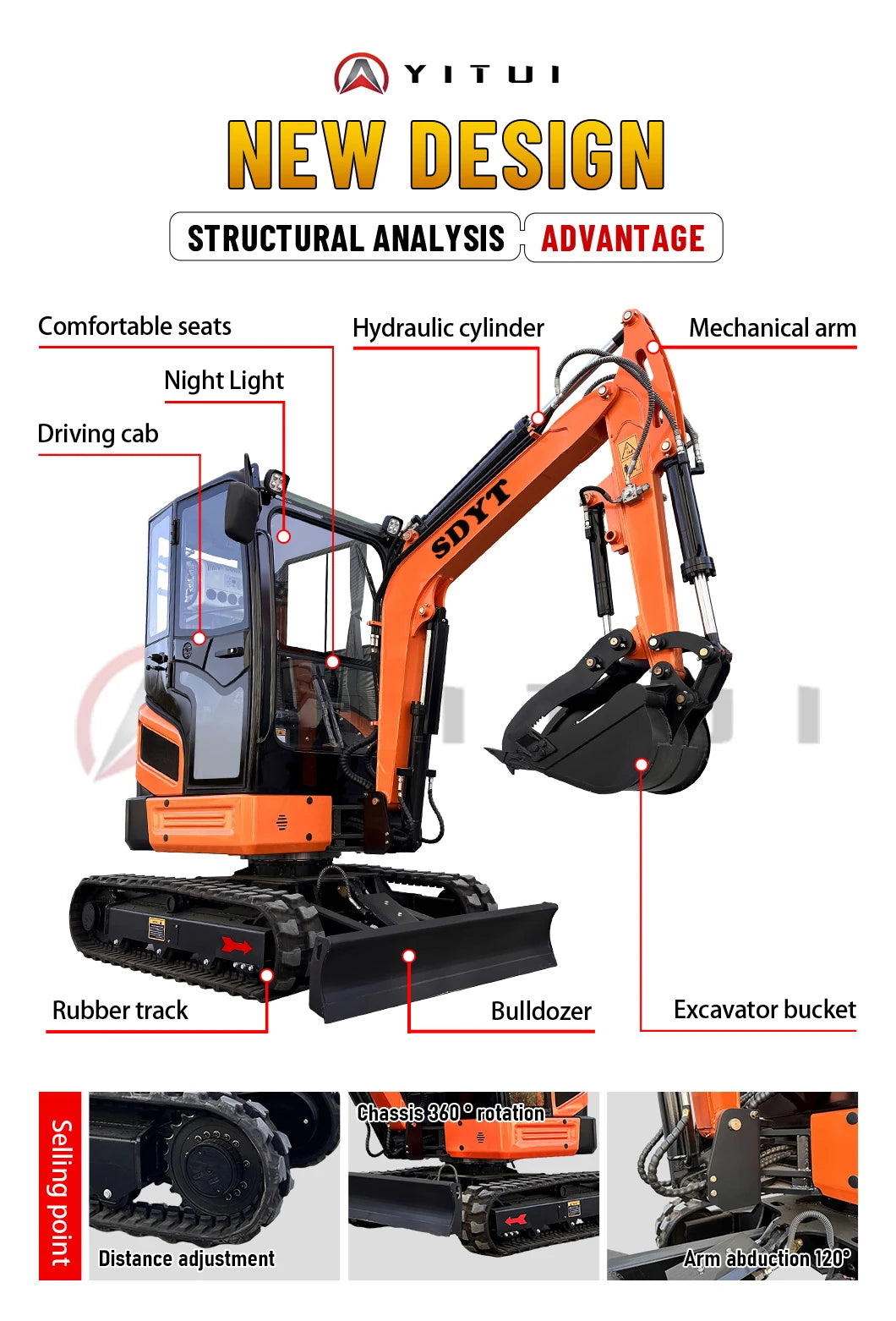 YITUI Mini Excavator - YT08-YT26 - Kubota