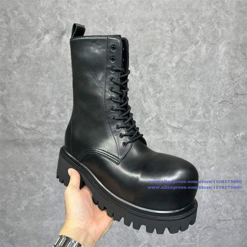 DENIM RIDER - Men's Vintage Denim Motorcycle Boots - Side Zip, Height-Increasing, EU 38–46