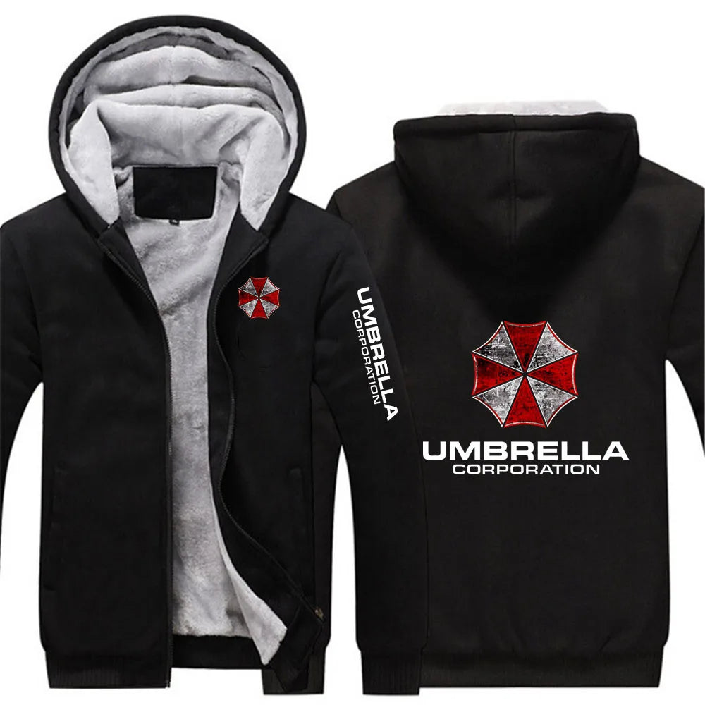2025 Leisure Versatile Hoodies Autumn And Winter Men's Popular Jacket Umbrella Corporation Graphic Logo Print Fleece Warm Coat