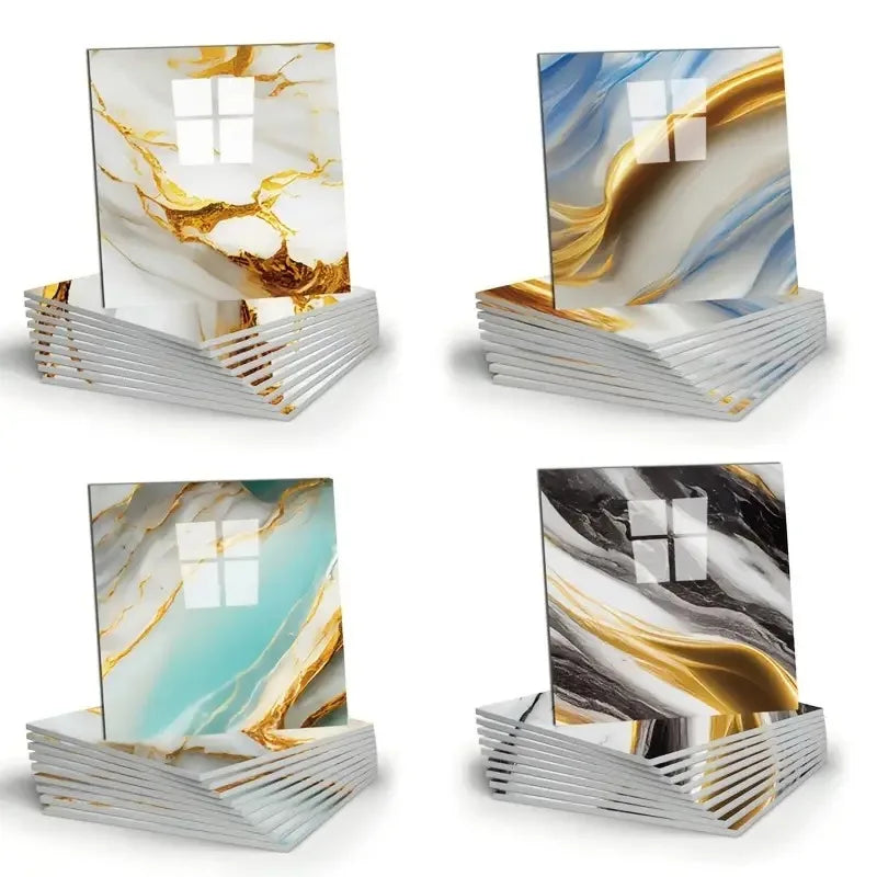Marble Self-Adhesive Wall Tile Stickers Waterproof Washroom Wall Panels Peel and Stick Tile PVC Wall Panels for Kitchen Bathroom