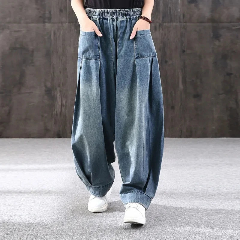 High Waist Bloomer Lantern Jeans