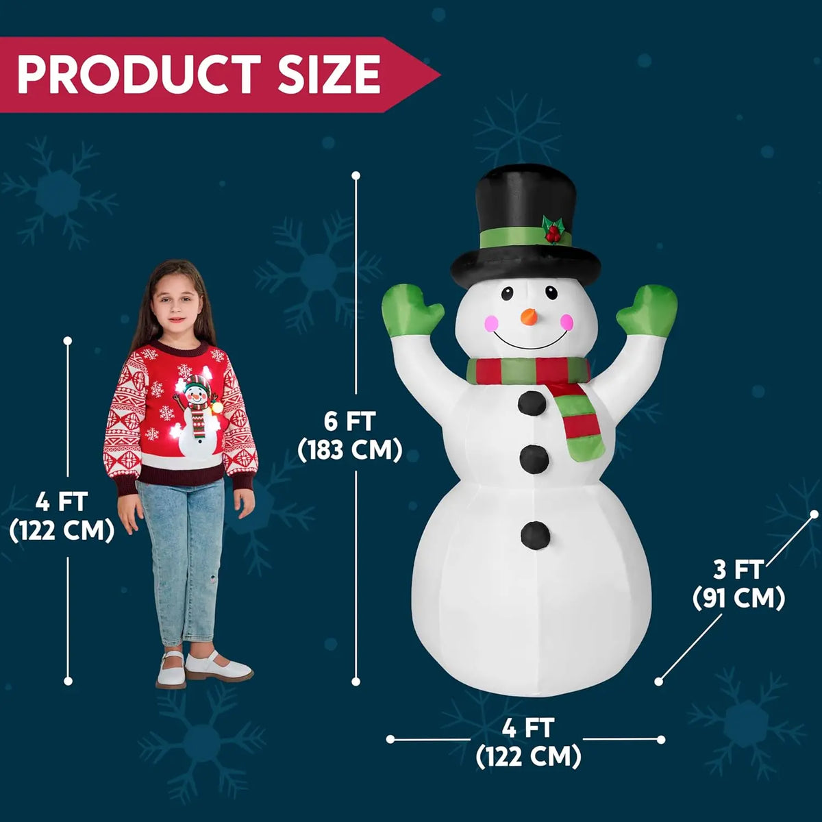 Inflatable LED Snowman - 6 ft - Welcoming Glow