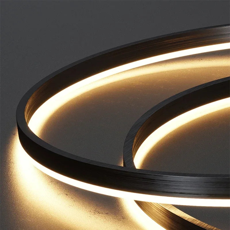Ring LED Ceiling Chandelier – White/Coffee/Black/Gold, 1–5 Rings, 40–100cm