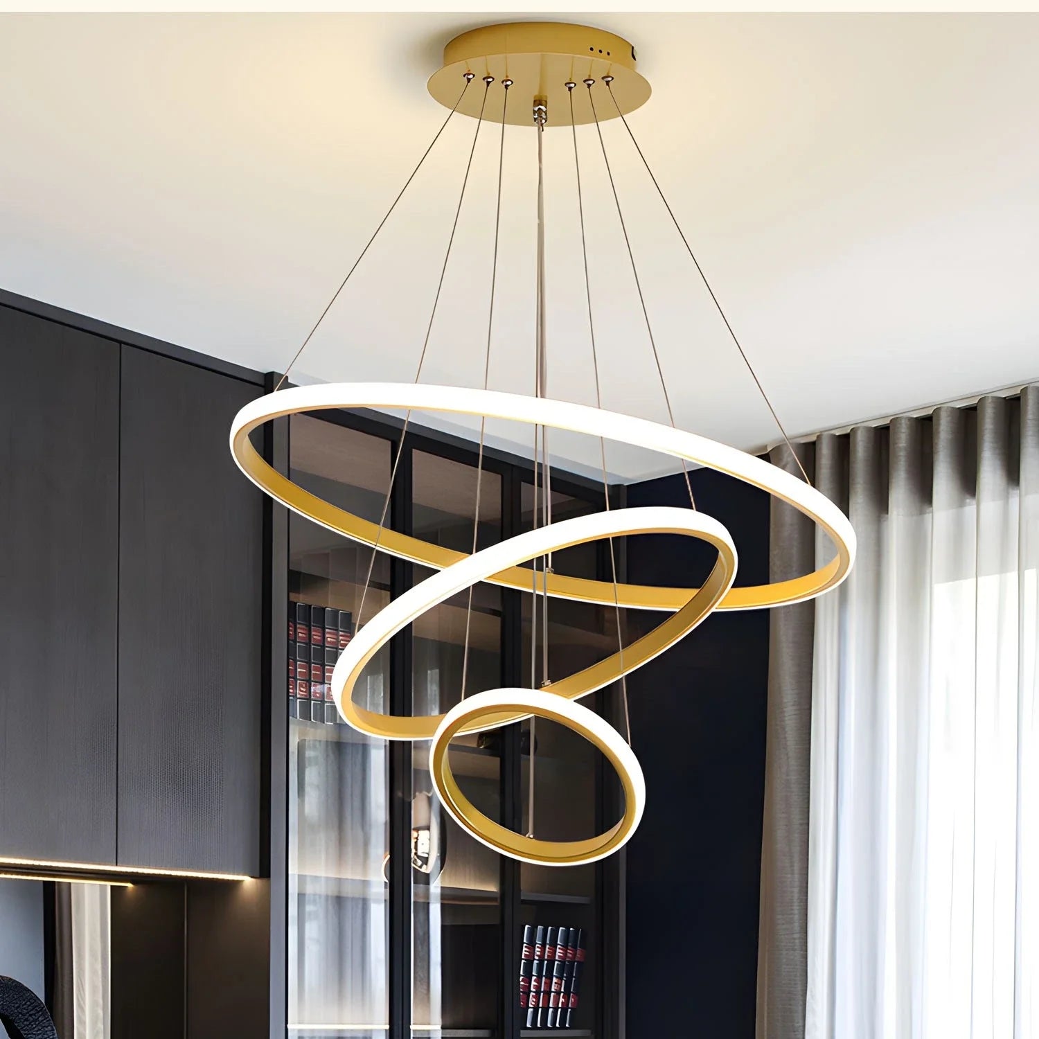 Modern Pendant Chandelier – Gold/White/Black, Dining & Bedroom