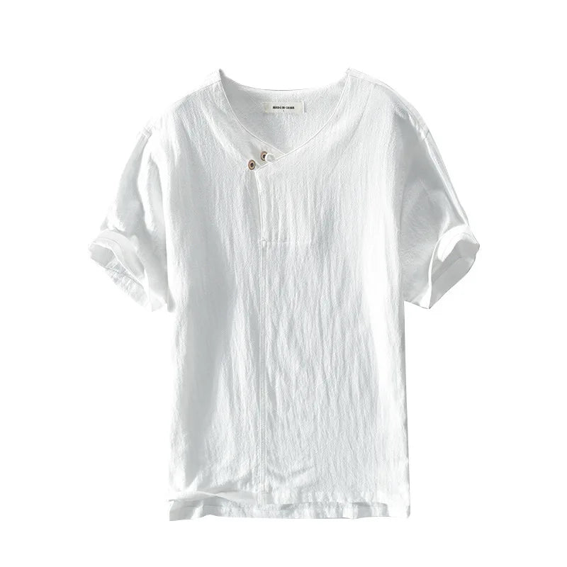 COTTON LINEN TEE TS-834 - Short Sleeve, O-Neck - Effortless Days