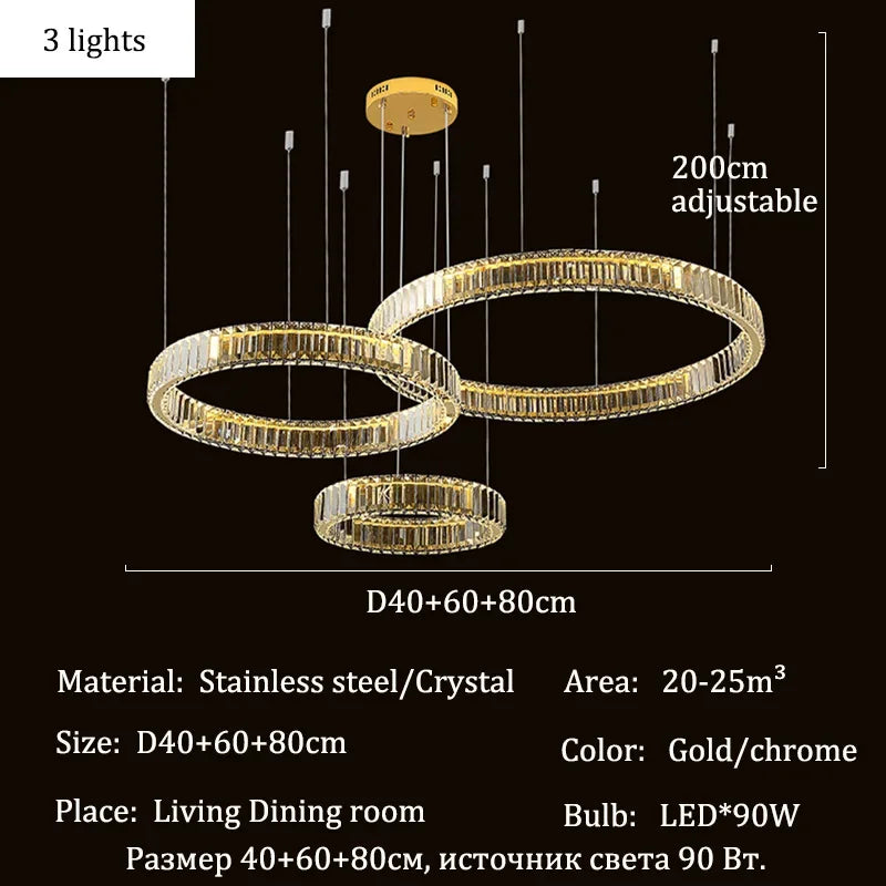 HALO LUXE – 4-Ring Crystal Chandelier