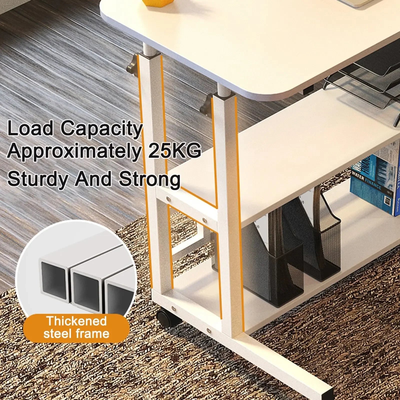 Mobile Bedside Table – 3 Tiers, Adjustable Height, 2 Colors