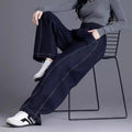 High Waist Wide Leg Jeans - Elastic Waist Loose Fit