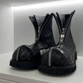 CROC NOIR - Men's Croc Embossed Leather Ankle Boots - Front Zip, Thick Platform, Gothic Style