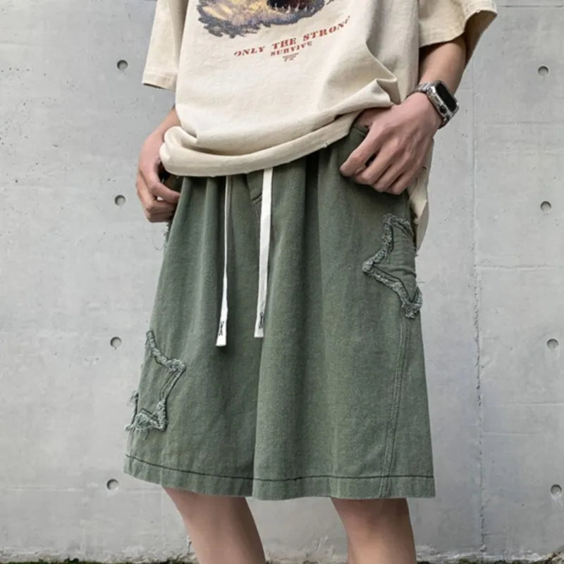 2024 Summer Shorts Men Loose Vintage Denim Basic Simple Hot Sale High Waist Leisure Ulzzang Streetwear Shorts