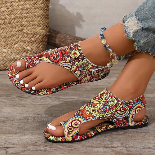 2025 Women's Flat Sandals Comfortable Flats Sandals Printed Bohemia Roman Style Shoes for Women Fashion Shoes Sandalias De Mujer