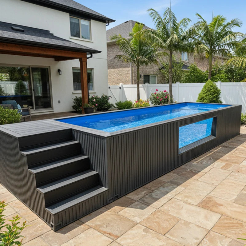 LUXURY CONTAINER POOL - Fiberglass & Glass Window - Custom 20ft / 40ft