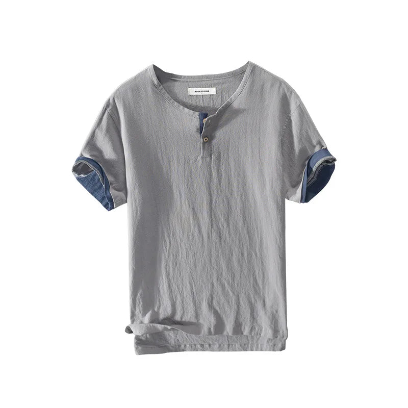 COTTON LINEN TEE TS-832 - Wrinkle Texture, Short Sleeve - Lived-In Look