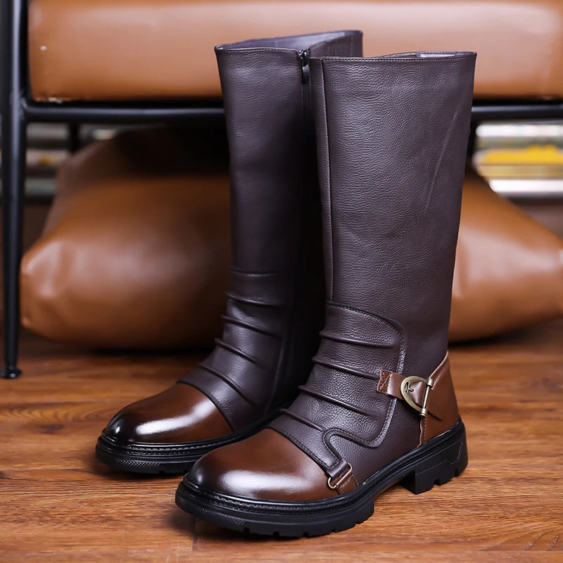 BRITISH MID-CALF BOOTS - Men's Side Zipper Motorcycle Boots - Classic Style, All-Day Comfort