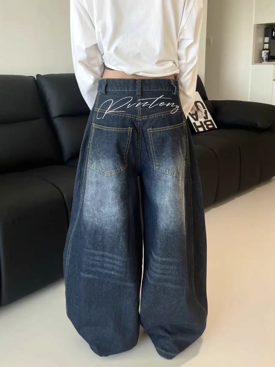 Y2K High Waist Baggy Straight Jeans