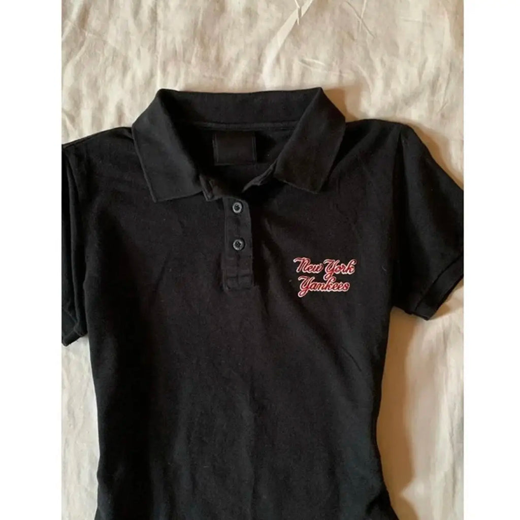 American retro vintage letter polo shirt patchwork short sleeved polo shirt women summer top trend shirts women streetwear